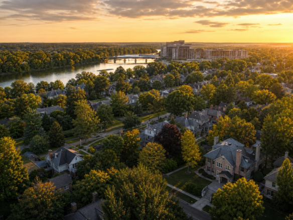 An aerial view across a residential neighborhood in Columbus, OH — Downtown Columbus Real Estate